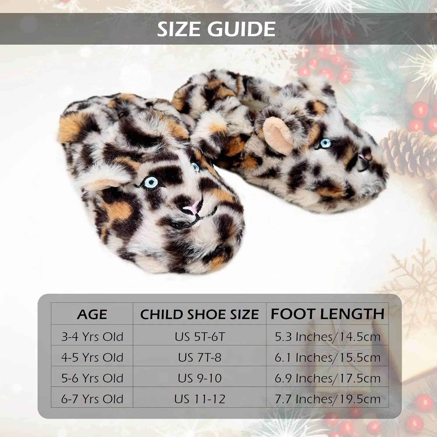 Vegove Cute Plush Animal Slippers for Toddlers, Cozy Fuzzy Non-Slip Indoor House Slipper Socks Soft Cartoon Slipper Shoes for Kids