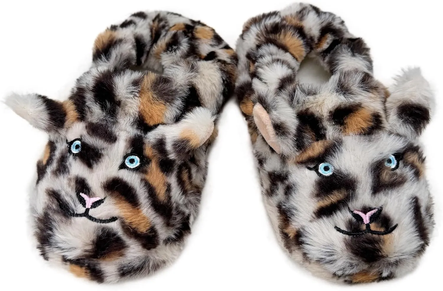 Vegove Cute Plush Animal Slippers for Toddlers, Cozy Fuzzy Non-Slip Indoor House Slipper Socks Soft Cartoon Slipper Shoes for Kids