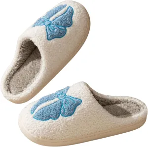 Verdusa Women's Bow Fuzzy Bedroom Slippers Warm Indoor Home Slipper Shoes