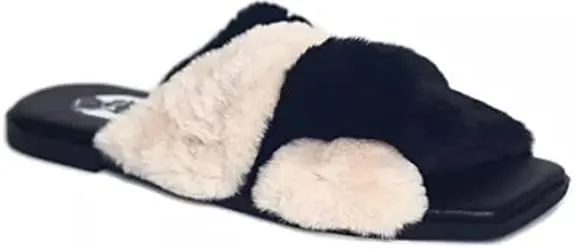 VHNY | Criss Cross Faux Fur Slippers | Multi | Size 6