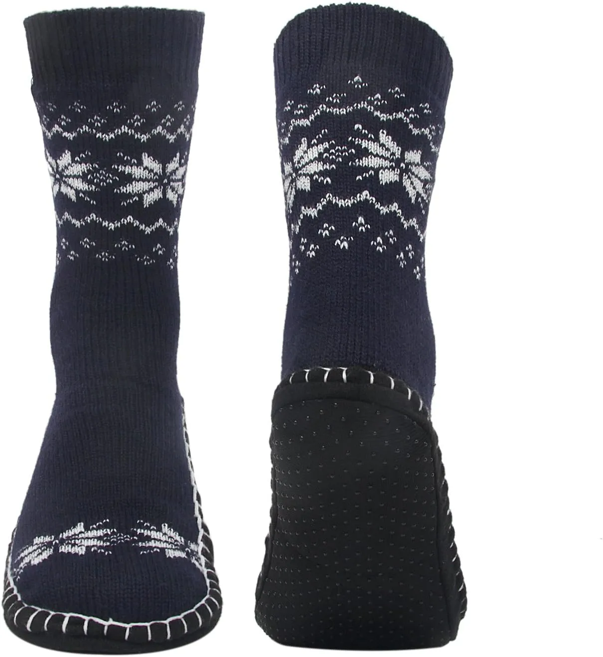 Vihir Men's Slipper Socks With Suede Non Slip Sole -Winter Knitted Home Warm Floor Indoor Stocking House