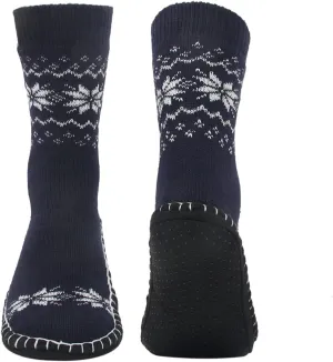 Vihir Men's Slipper Socks With Suede Non Slip Sole -Winter Knitted Home Warm Floor Indoor Stocking House