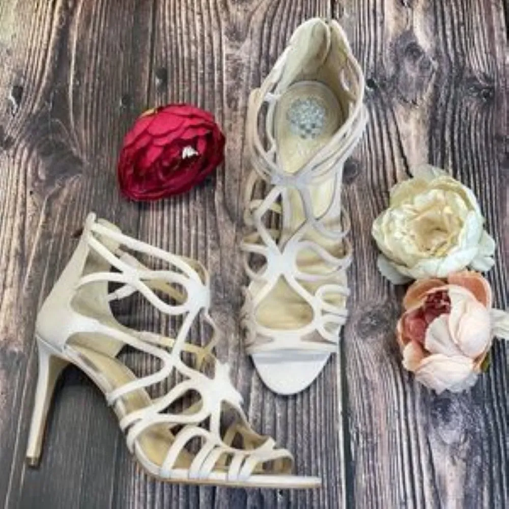 VINCE CAMUTO Blush Leather Lorrana Cage Sandal 10M