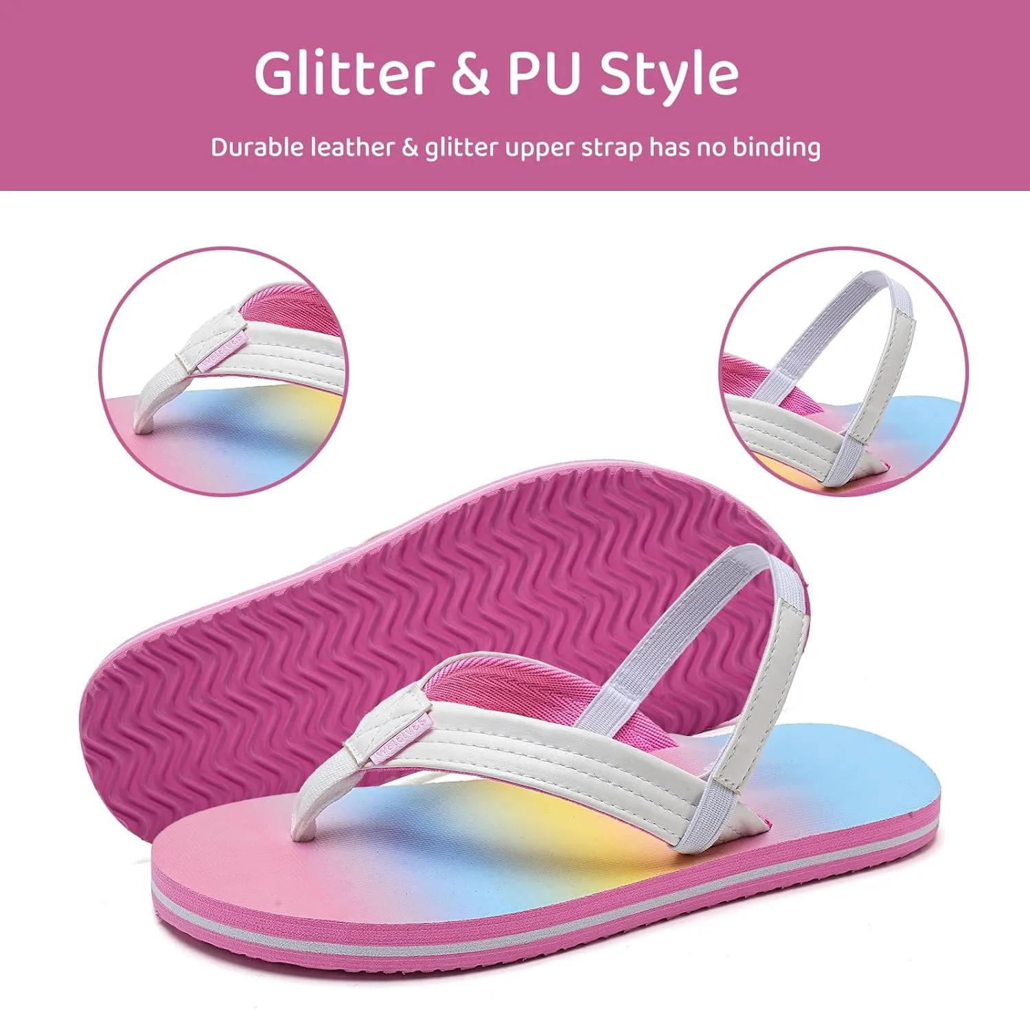 WateLves Toddler Flip Flops Girls Boys Sandals Shoes Kids Slip on Summer Sandals for Bath Shower Beach Pool (Toddler/Little Kid/Big Kid)