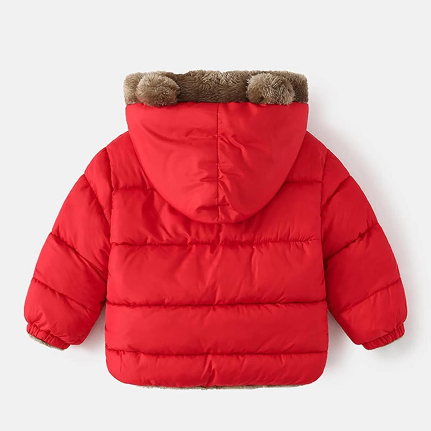 Winter Coat Bear Ears Hooded for Boy Girl Two Sided Wear Fleece Jacket Thicken Windproof Zipper Warm Outwear