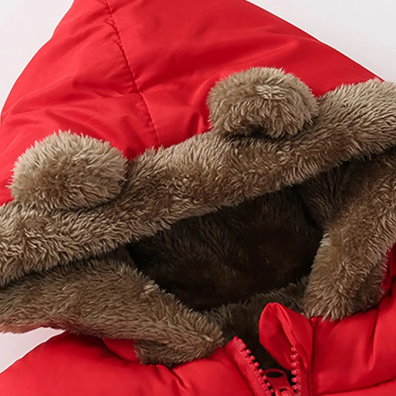 Winter Coat Bear Ears Hooded for Boy Girl Two Sided Wear Fleece Jacket Thicken Windproof Zipper Warm Outwear