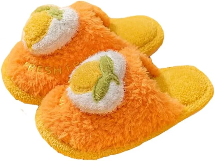 Winter Kawaii Warm Cozy Soft Fleece Fluffy Fuzzy Plush Fruit House Slipper