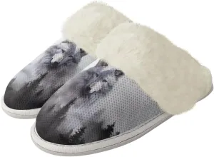 Women Novelty Print Fuzzy Slippers Winter Casual Slip-on Indoor Shoes Warm Cozy House Slipper Bedroom Slippers