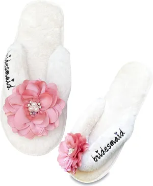 Women’s Bridesmaid Slippers Bride Slippers for Wedding Day Bride Gifts for her Engagement Gifts for Women Wedding Slippers Bridal Shower Gifts for Bride to Be Gifts for Her