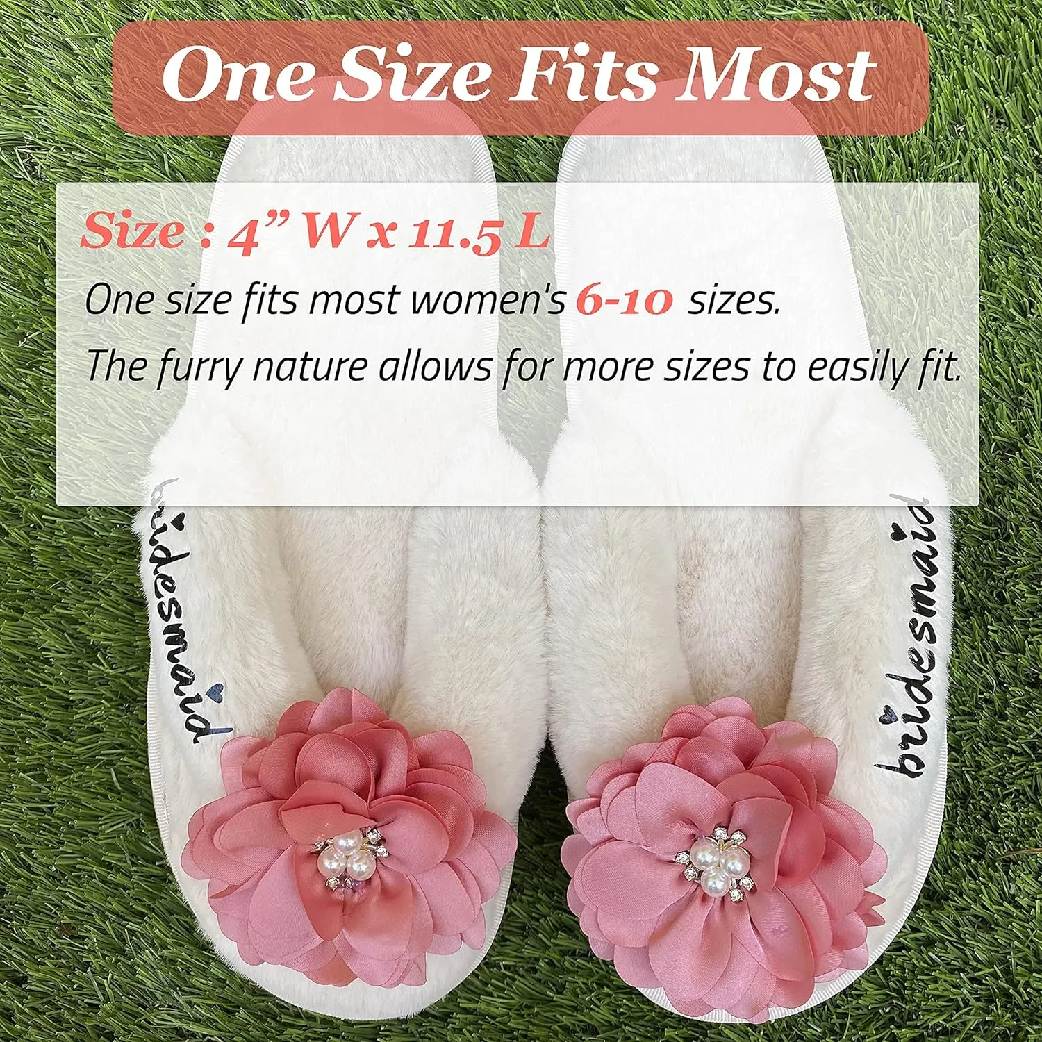 Women’s Bridesmaid Slippers Bride Slippers for Wedding Day Bride Gifts for her Engagement Gifts for Women Wedding Slippers Bridal Shower Gifts for Bride to Be Gifts for Her