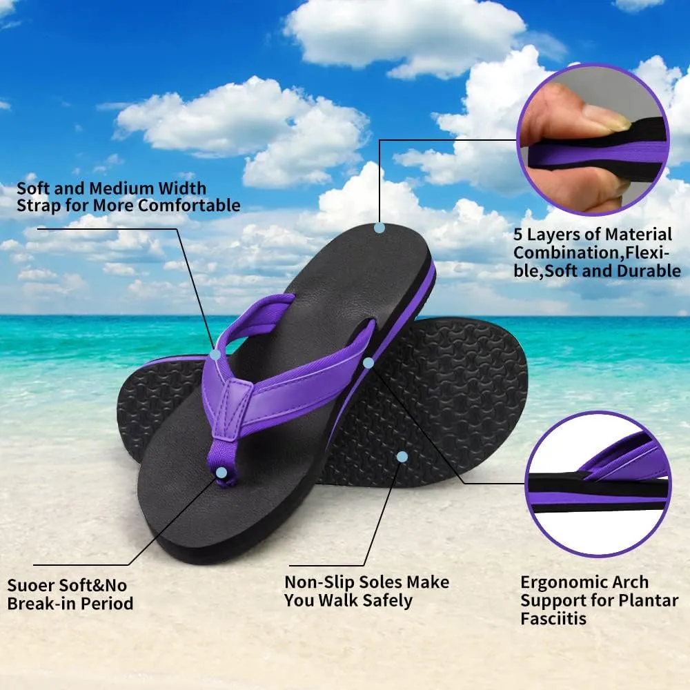 Women's Flip-Flop Lightweight Sandals Comfortable Shock Proof Slippers Casual Thong Flip Flop for Women for Indoor and Outdoor Beach