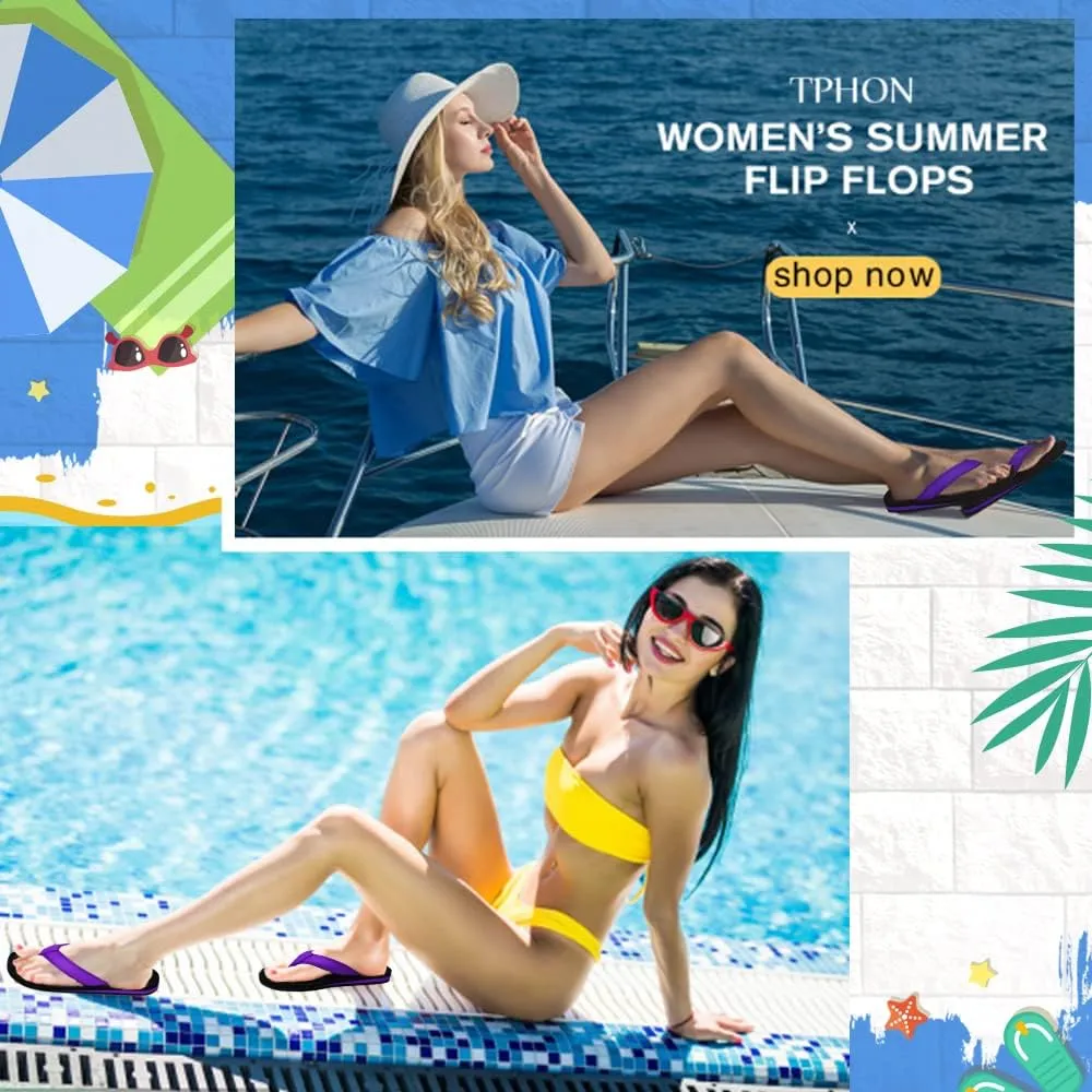 Women's Flip-Flop Lightweight Sandals Comfortable Shock Proof Slippers Casual Thong Flip Flop for Women for Indoor and Outdoor Beach