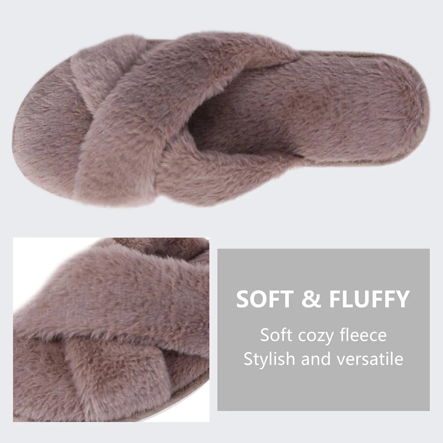 Women’s Fuzzy Slippers, Indoor Slippers for Women Girls Soft Memory Foam House Slippers Open Toe Plush Fluffy Bedroom Slip On Shoes