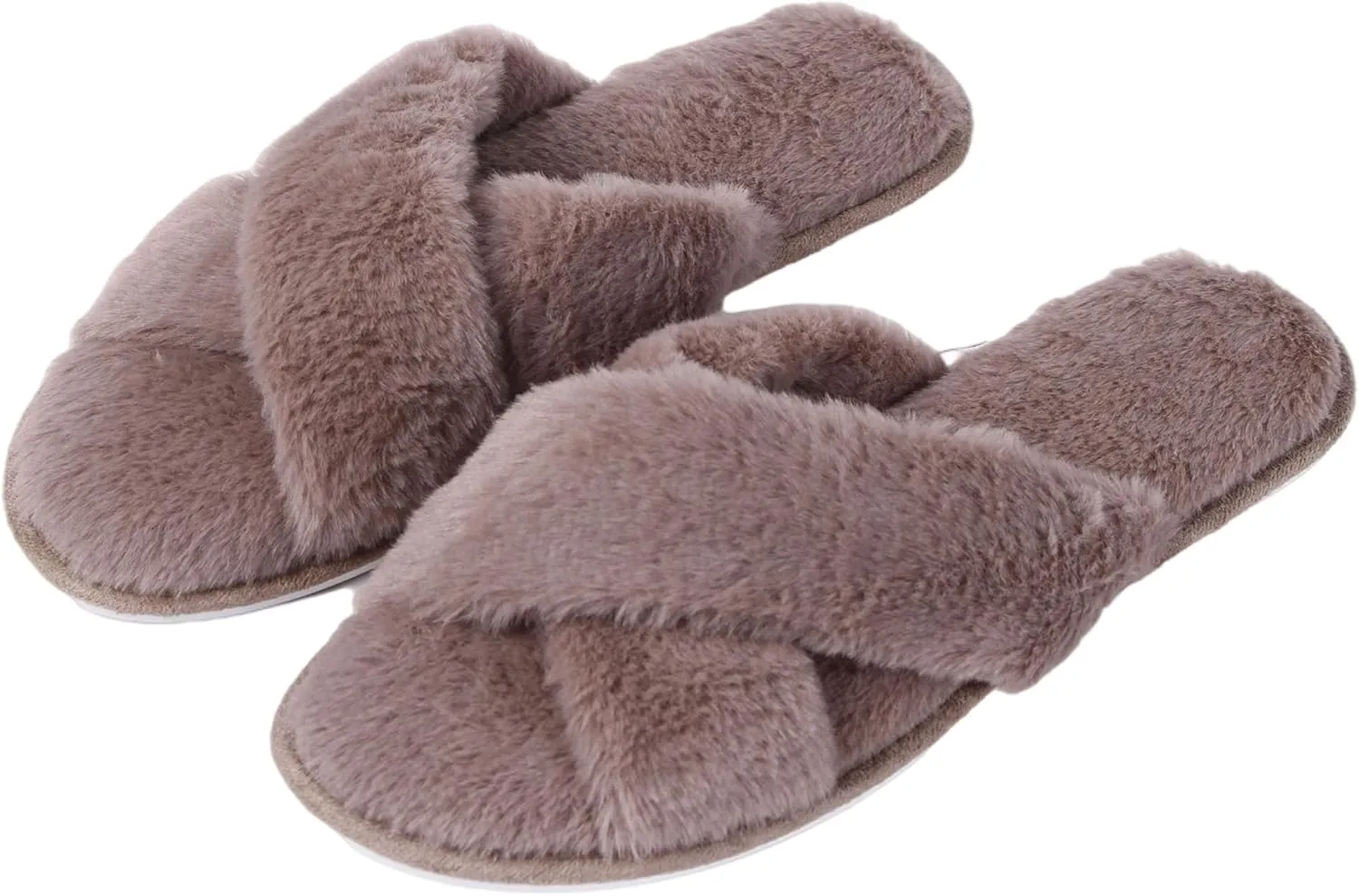 Women’s Fuzzy Slippers, Indoor Slippers for Women Girls Soft Memory Foam House Slippers Open Toe Plush Fluffy Bedroom Slip On Shoes