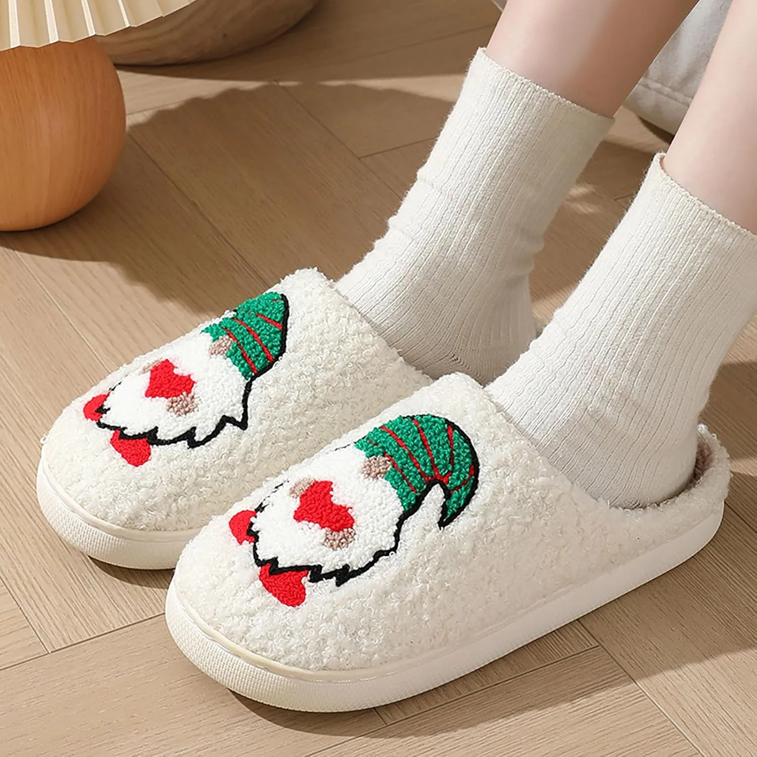 Womens Mens Slippers Halloween Christmas Cute Cartoon Pattern Slipper Anti-slip Design Cozy Indoor House Winter Shoes Soft Plush Warm Slippers Gifts for Girlfriend