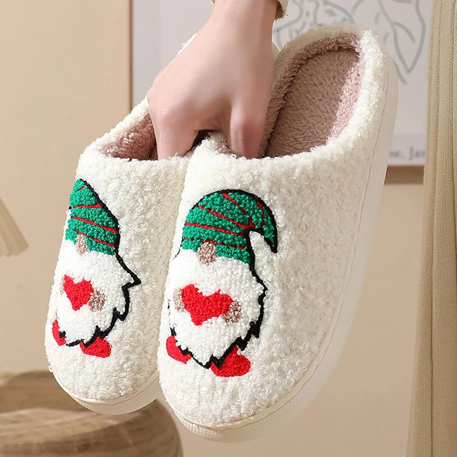 Womens Mens Slippers Halloween Christmas Cute Cartoon Pattern Slipper Anti-slip Design Cozy Indoor House Winter Shoes Soft Plush Warm Slippers Gifts for Girlfriend