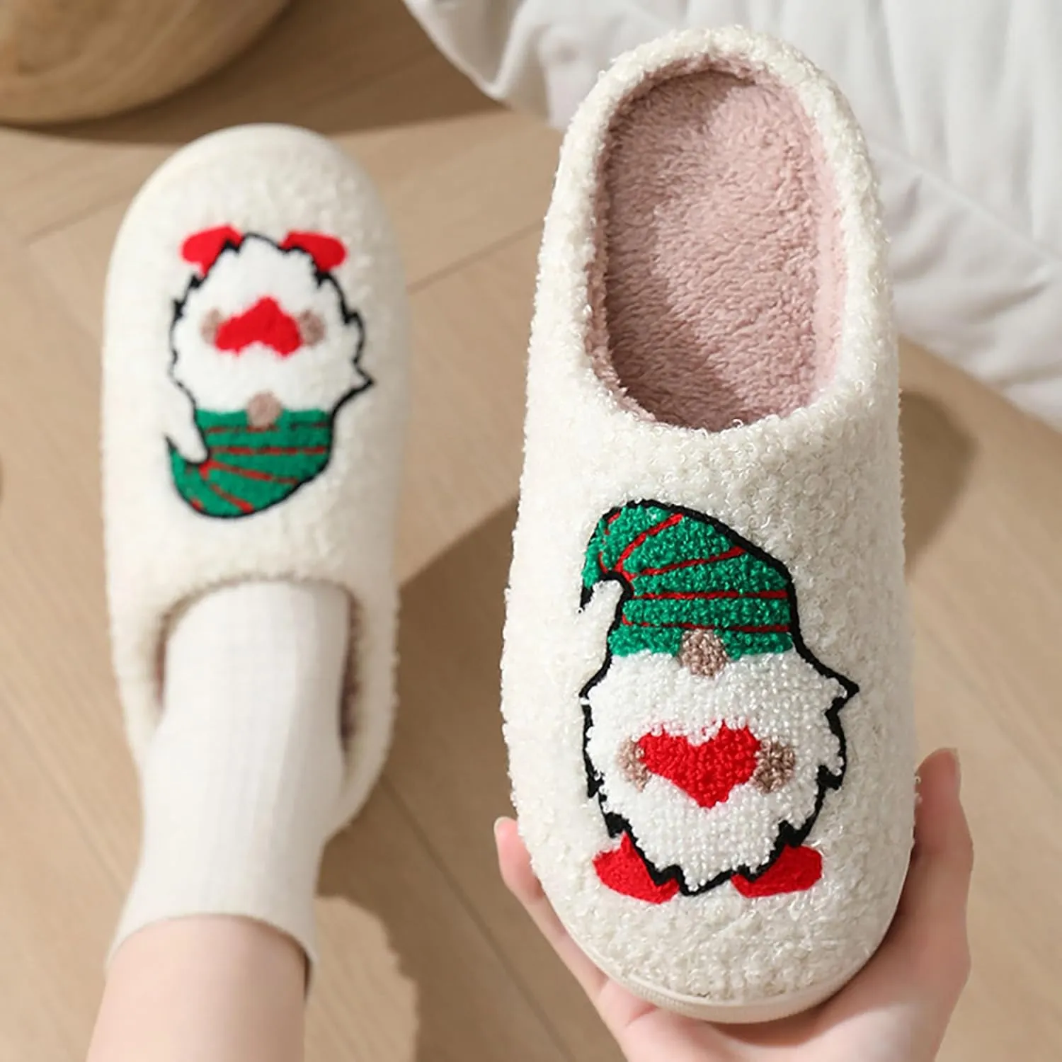 Womens Mens Slippers Halloween Christmas Cute Cartoon Pattern Slipper Anti-slip Design Cozy Indoor House Winter Shoes Soft Plush Warm Slippers Gifts for Girlfriend