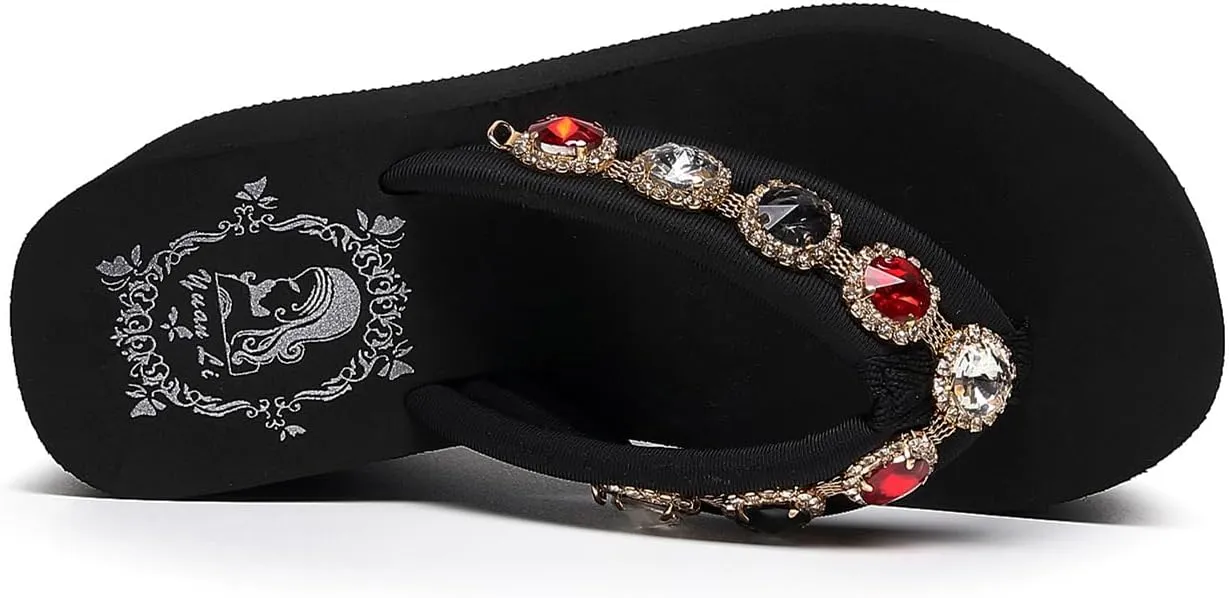 Womens Platform Wedge Flip Flops Chunky High Heel Sandals Beach Thong Heeled Sandal Slippers for Women
