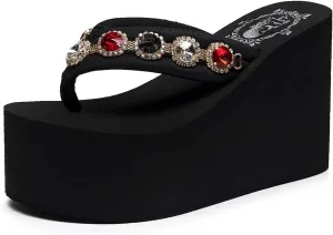 Womens Platform Wedge Flip Flops Chunky High Heel Sandals Beach Thong Heeled Sandal Slippers for Women