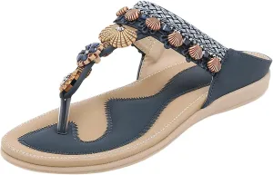 Womens Sandals Womens Sandals Shoes Walking Sandal Non Slip Casual Summer Beach Shoes Dress Women's Fashion Flip Flop Bohemia Flowers Wedge Sandal With Arch Support Clip Toe Comfort Slip On Slingback Slides