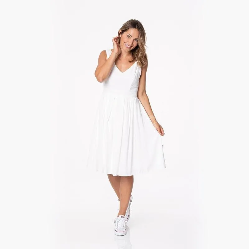 Women's Solid Bamboo Woven Dress, Summer Sky Blue