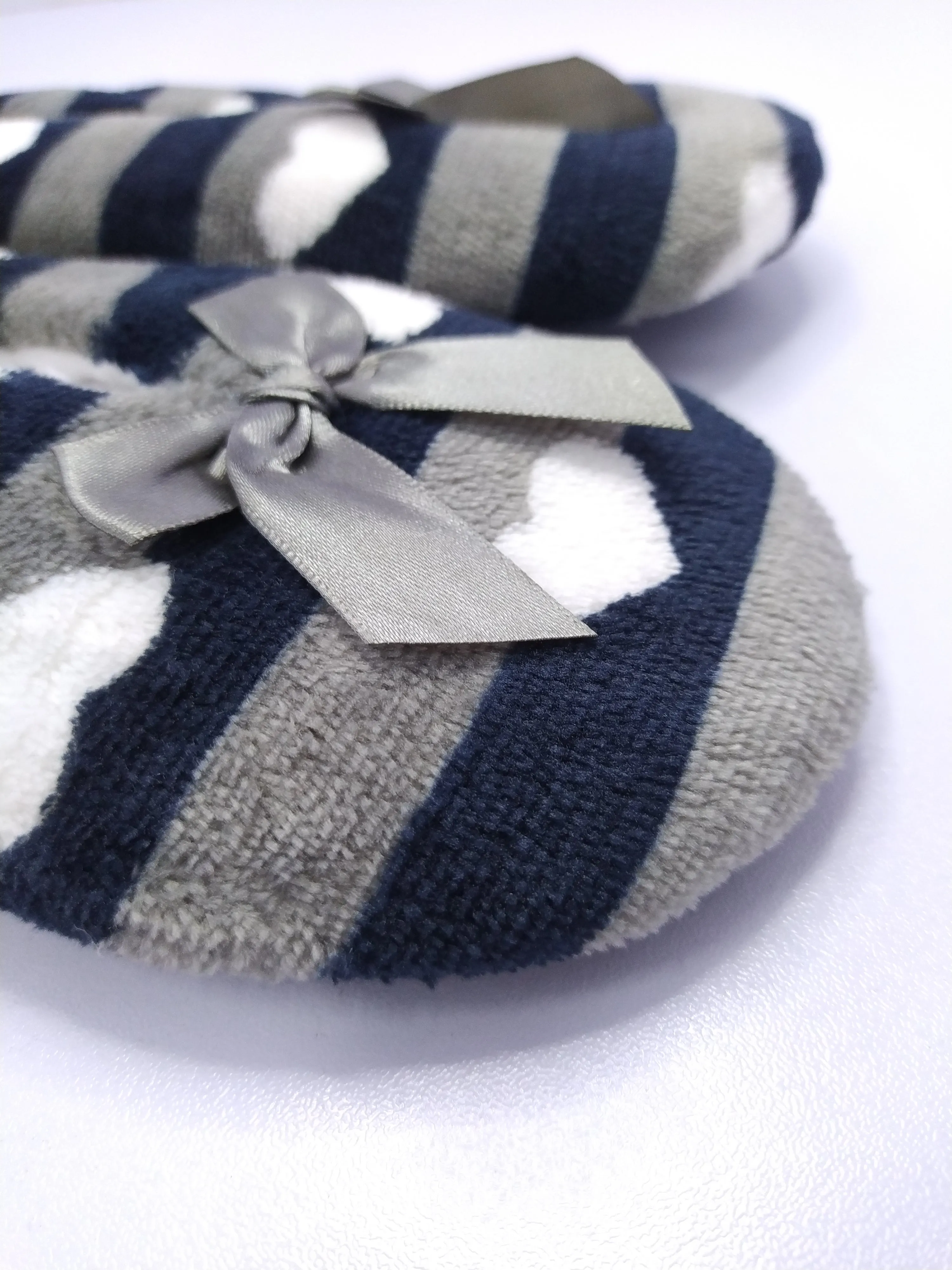 Women's Super Soft Fuzzy Slippers with Grey Stripes