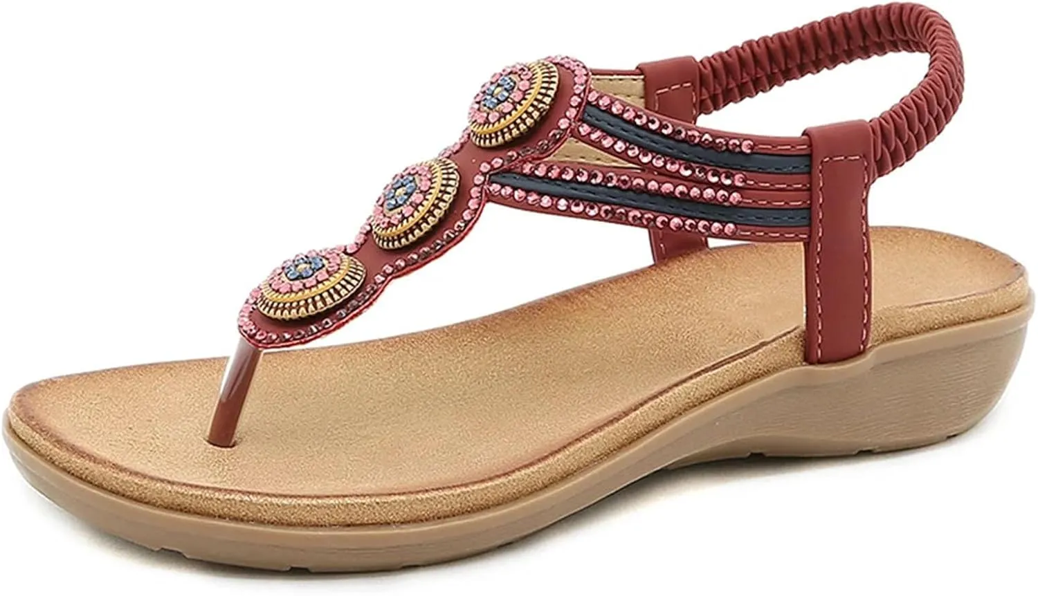 Women's T-Strap Flip-Flops - Elastic Thong Casual Beach Comfort