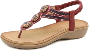 Women's T-Strap Flip-Flops - Elastic Thong Casual Beach Comfort