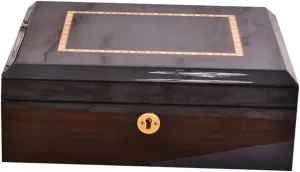 Wooden Watch Display Box Flip Jewelry Packaging Box Couple Watch Storage Box 8 Watch Positions with Lock Removable Watch Pillow Made of Pure Solid Wood (Red)