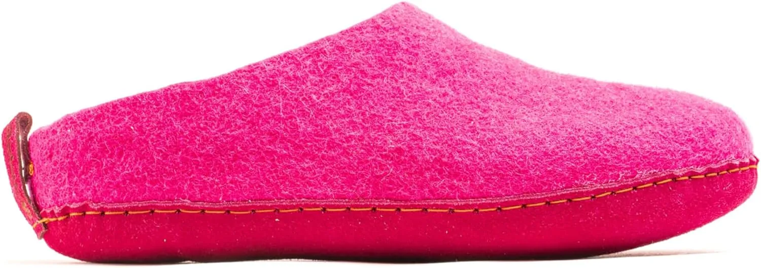 Woolly's Indoor Open Heel Slippers With Leather Sole (Fuchsia) - 43 | Premium New Zeland Wool | Handcrafted with Italian Design | Soft, Breathable & Ordor Free