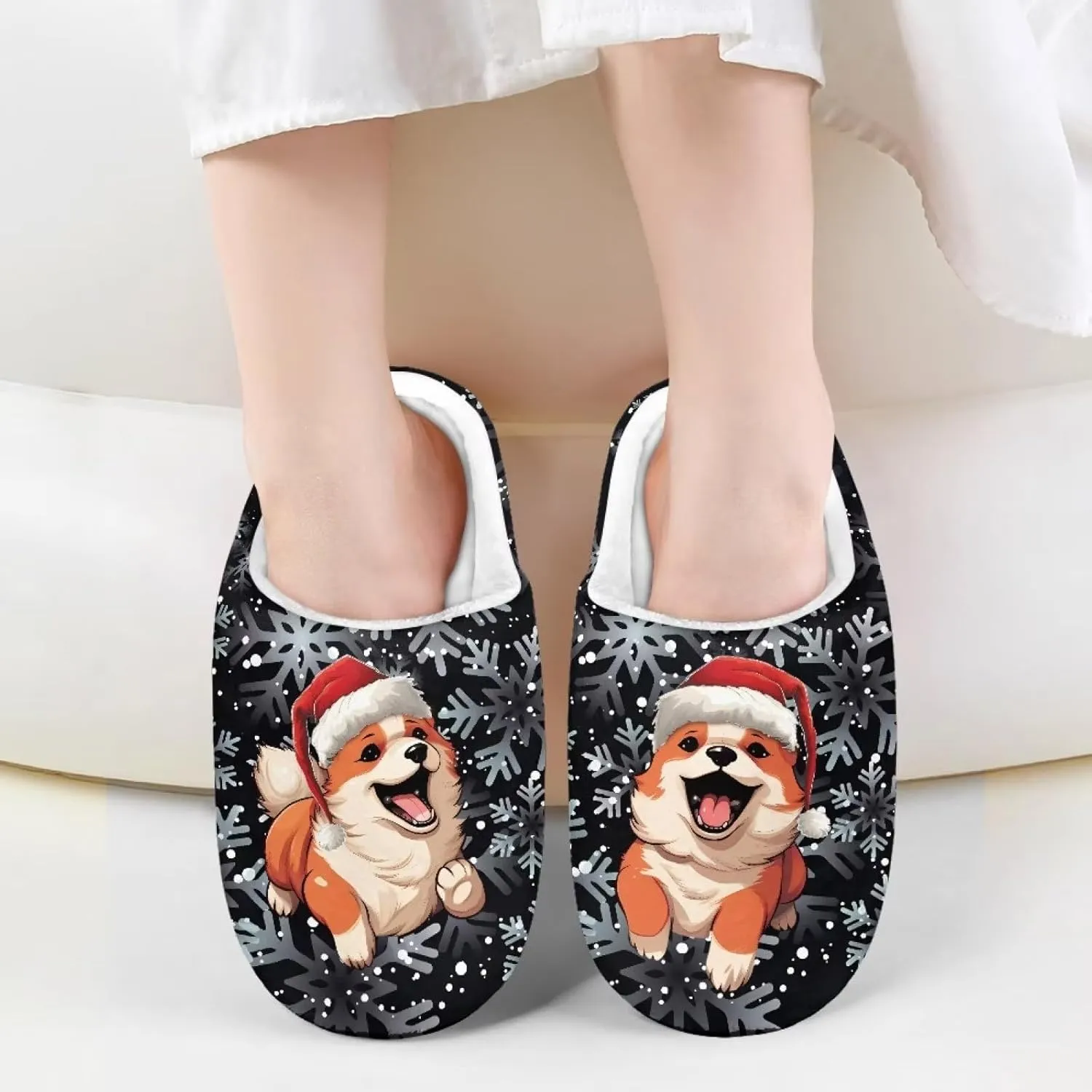 Xpyiqun Christmas Slippers Kids House Shoes Size 9-14.5 Home Slipper Fuzzy Warm Winter Shoe