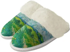 YEXIATODO Fuzzy Slippers Women Men Indoor and Outdoor House Shoes Memory Foam Slippers with Fur Edges