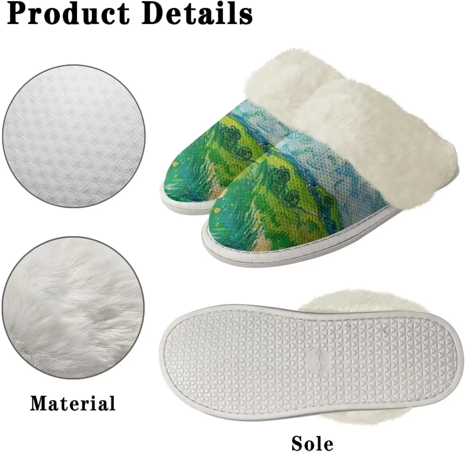 YEXIATODO Fuzzy Slippers Women Men Indoor and Outdoor House Shoes Memory Foam Slippers with Fur Edges