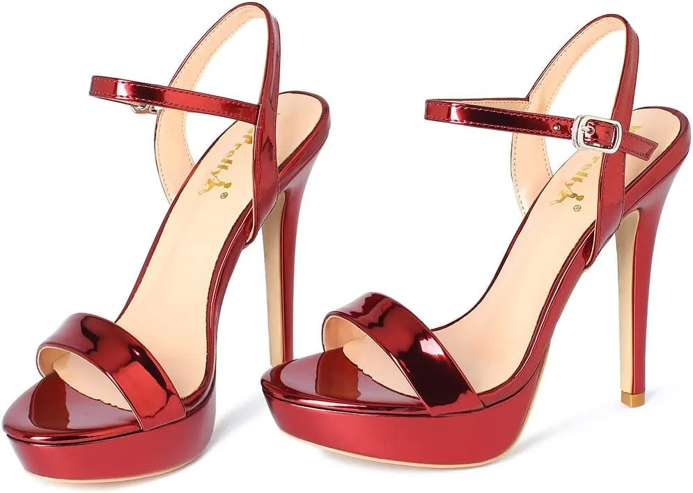YooPrettyz Women Stiletto Heels Strappy Party Dress Pump Ankle Strap Sandal Heels