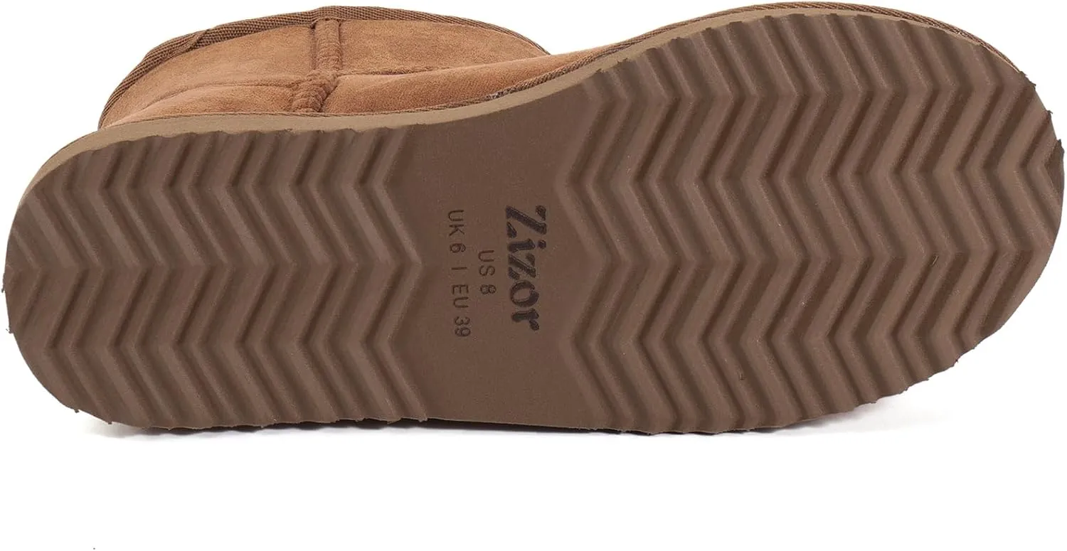 Zizor Women's Cozy Short Bootie Slippers, Winter Warm Hard Bottom House Shoes with Fuzzy Lining