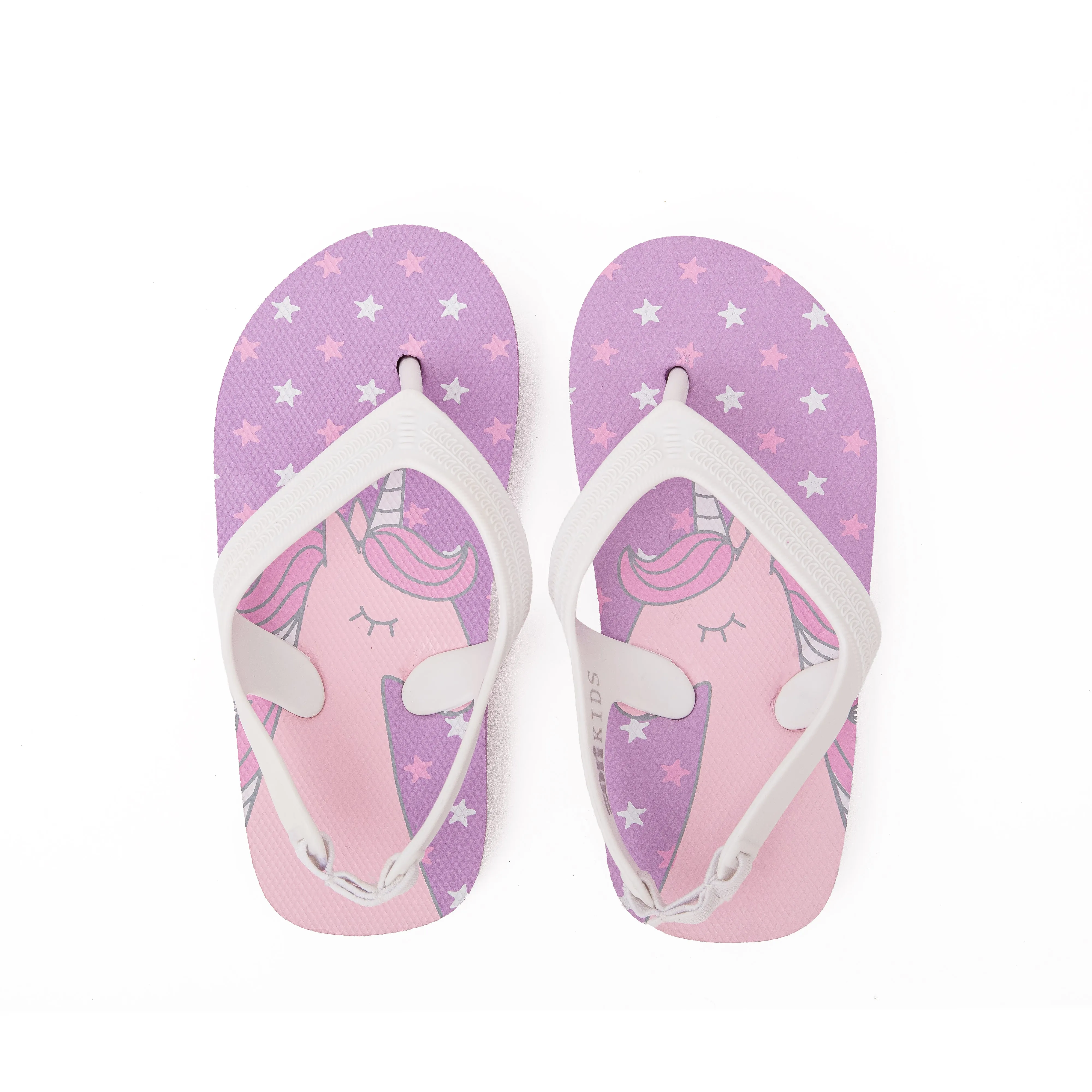 Zori Kids Flip Flops in Purple Unicorn
