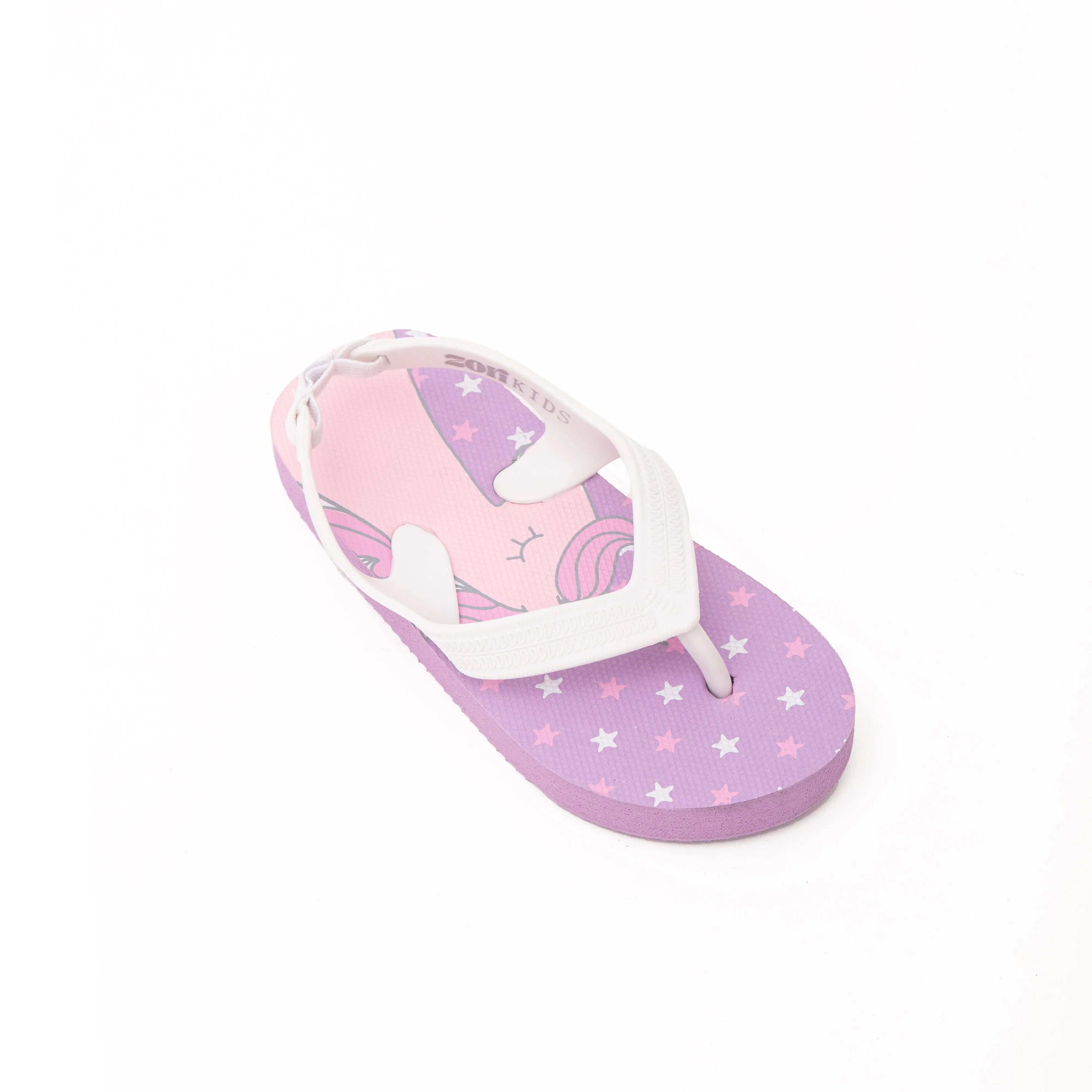 Zori Kids Flip Flops in Purple Unicorn