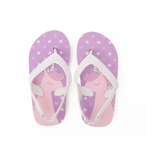 Zori Kids Flip Flops in Purple Unicorn