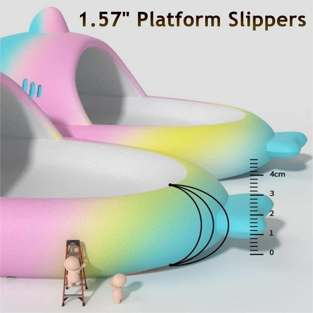 Zureto Shark Slides Unisex - Cute Rainbow Cloudy Sharks for Women Mens Adult