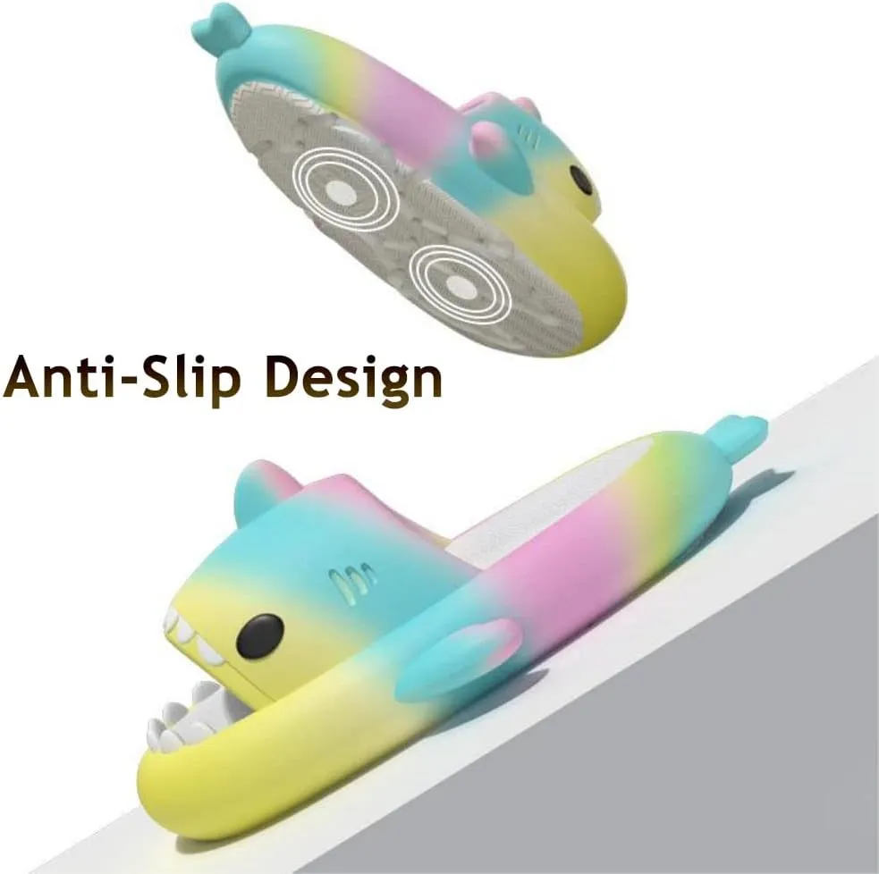 Zureto Shark Slides Unisex - Cute Rainbow Cloudy Sharks for Women Mens Adult