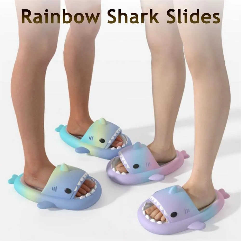 Zureto Shark Slides Unisex - Cute Rainbow Cloudy Sharks for Women Mens Adult