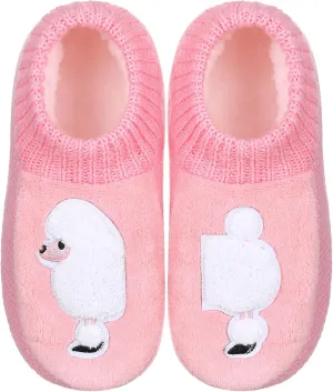 ZYZX Dog Pattern Fuzzy Slipper Socks Winter Cute Warm Cozy Soft Sole Animal Knit Slippers Womens Slipper Socks with Grippers Non Slip House Socks Fun Grip Socks