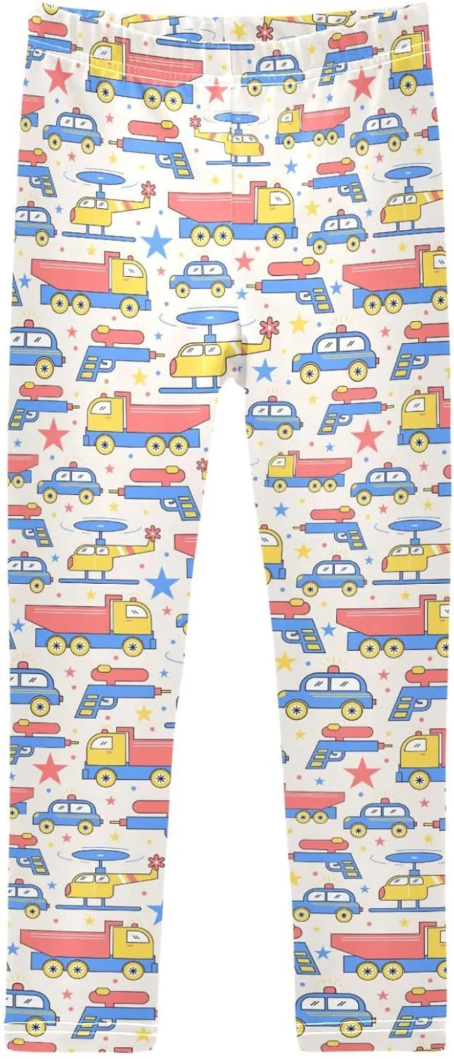 ZZXXB Trailer Airplane Girl's Leggings Soft Ankle Length Active Stretch Pants Bottoms 4-10 Years