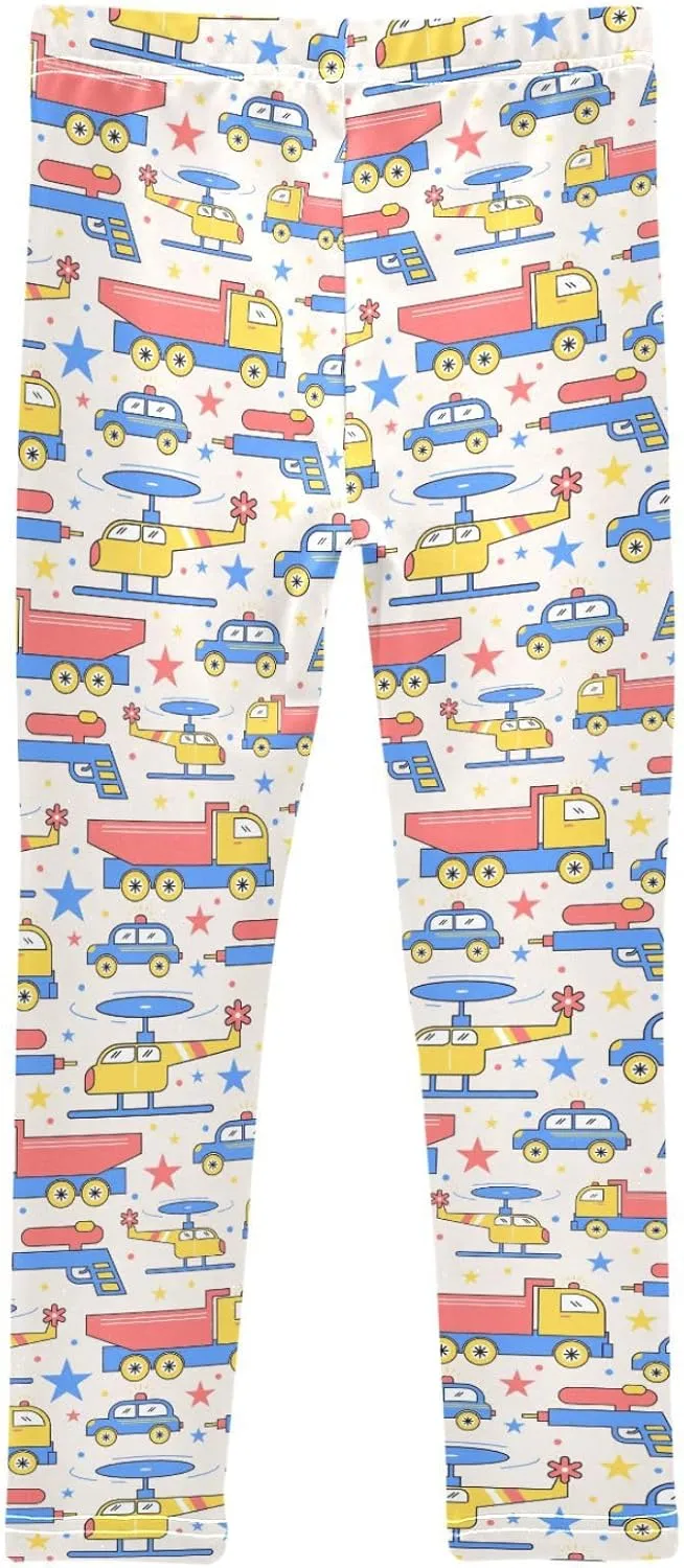 ZZXXB Trailer Airplane Girl's Leggings Soft Ankle Length Active Stretch Pants Bottoms 4-10 Years