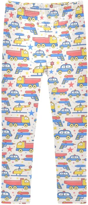 ZZXXB Trailer Airplane Girl's Leggings Soft Ankle Length Active Stretch Pants Bottoms 4-10 Years